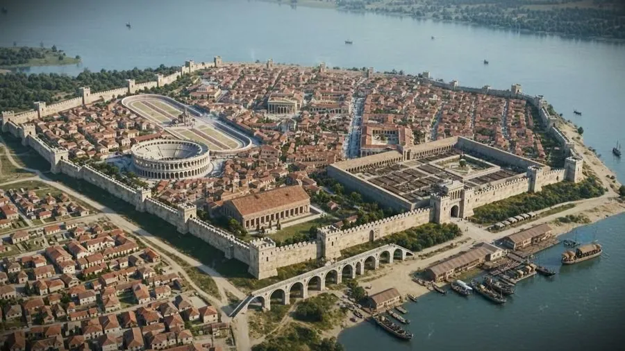 Amulum promo film poster: aerial view of Roman Viminacium